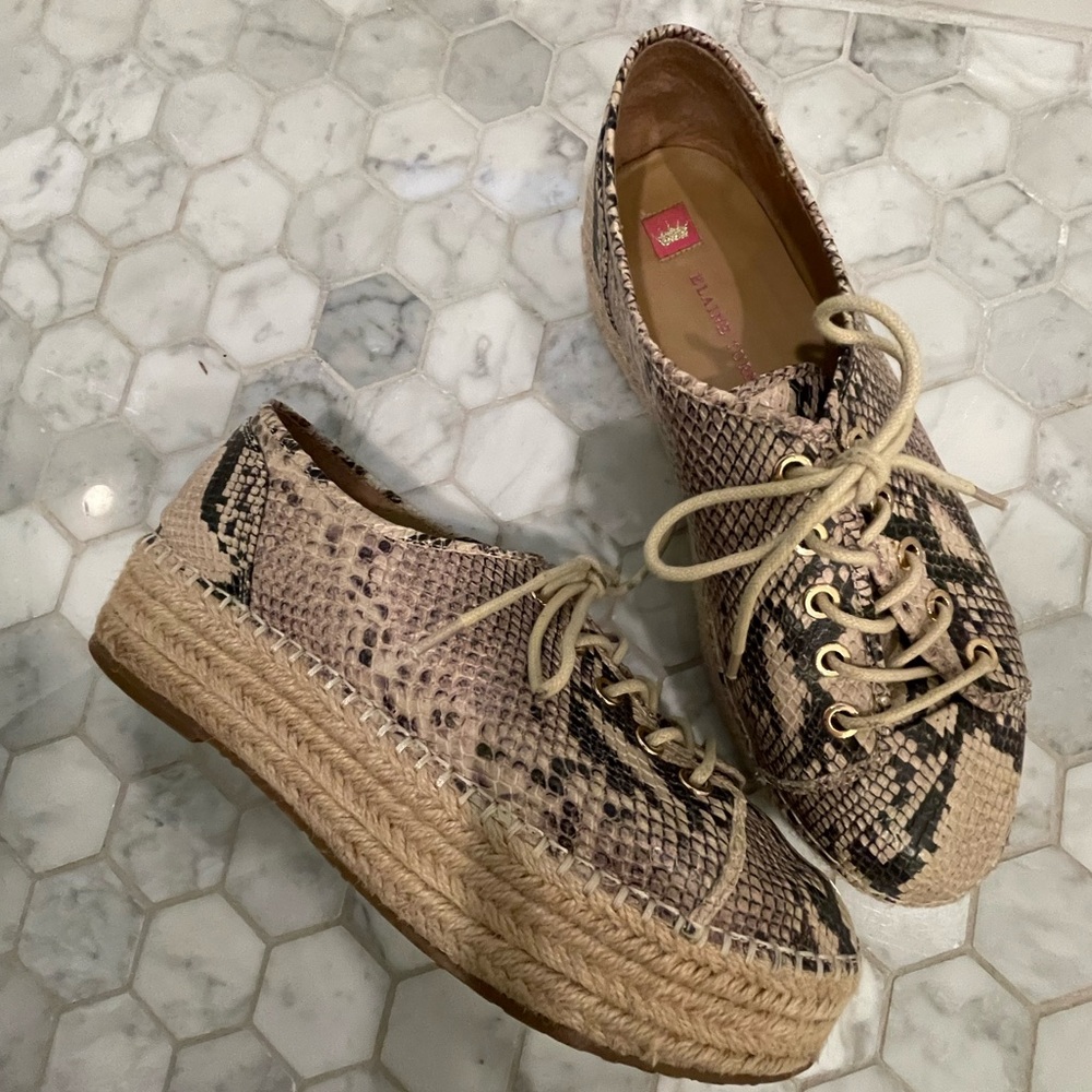 Elaine Turner Snake Print Espadrille Platform Sneakers